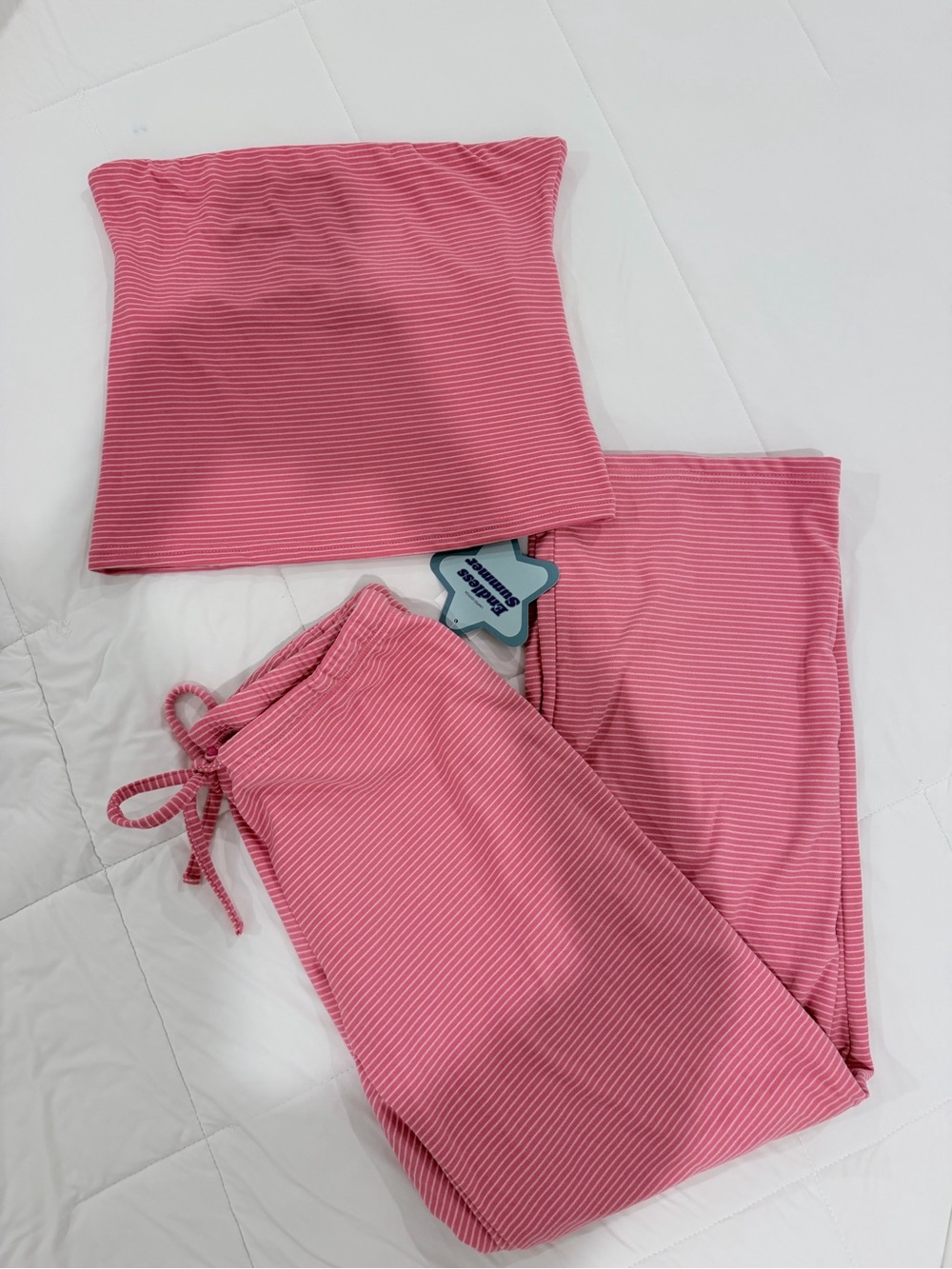 Strapless Pink Ribbed Lounge Set - Women's Intimates & Sleepwear